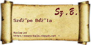 Szépe Béla névjegykártya